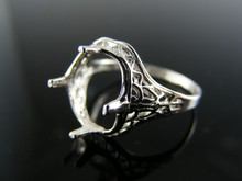 5543  RING SETTING STERLING SILVER, SIZE 5.75,  10X8 MM  EMERALD STONE