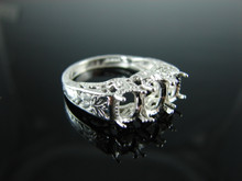 6050 Ring Setting Sterling Silver Size 8.25, (1) 8x6 mm (2) 7x5 mm Oval Gemstones