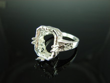 6052 Ring Setting Sterling Silver Size 7, 14x10 mm Emerald Rectangle Cut Gemstone