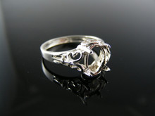 2832  RING SETTING STERLING SILVER, SIZE 7, 8X6 MM OVAL FACETED STONE