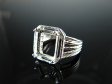 6119 Ring Setting Sterling Silver Size 7.25, 11x9 mm Emerald Rectangle Cut Gemstone