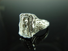 6120 Ring Setting Sterling Silver Size 6.75, (3) 3 mm Round Gemstones