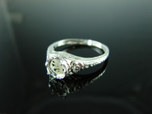 6123 STERLING SILVER RING SETTING, 6 MM ROUND FACETED GEMSTONE, SIZE 9.75