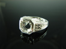 6125 STERLING SILVER RING SETTING, 7 MM ROUND FACETED OR CABOCHON GEMSTONE, SIZE 8.25