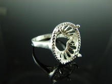 6126 STERLING SILER RING SETTING, 16X12 MM OVAL FACETED OR CABOCHON GEMSTONE, SIZE 7.5