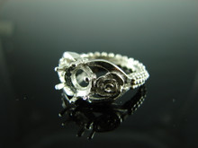 6127 STERLING SILVER RING SETTING, 7.5 MM ROUND FACETED GEMSTONE, SIZE 6.5