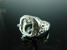 6128 STERLING SILVER RING SETTING, 11X9 MM EMERALD CUT GEMSTONE, SIZE 7.75