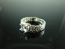 6132 STERLING SILVER RING SETTING, 6 MM ROUND FACETED GEMSTONE, SIZE 7.5