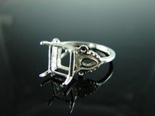 6141 Ring Setting Sterling Silver Size 7.5, 9x7 mm Emerald Rectangle Cut Gemstone