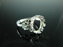 6142 STERLING SILVER FILIGREE RING SETTING, 11x9 MM OVAL CABOCHON ONLY GEMSTONE, SIZE 7
