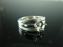 6144 STERLING SILVER RING SETTING, 7 MM ROUND FACETED GEMSTONE, SIZE8.25