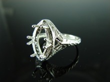 6145 STERLING SILVER FILIGREE RING SETTING, 14X7 MM MARQUISE FACETED GEMSTONE, SIZE 8.5