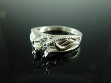 6148 STERLING SILVER RING SETTING, 6 MM ROUND FACETED GEMSTONE, SIZE 8.25