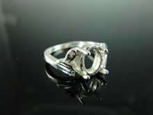 6149 STERLING SILVER RING SETTING, 10X8 MM OVAL FACETED OR CABOCHON GEMSTONE, SIZE 7.5