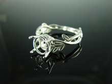 6152 STERLING SILVER RING SETTING, 9X7 MM OVAL FACETED GEMSTONE, SIZE 8.5