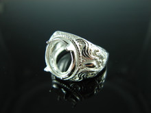 6154 Ring Setting Sterling Silver Size 7.25, 11.5 x 9.5 mm Oval Facet Or Cabochon Cut Gemstone