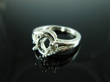 6155 Ring Setting Sterling Silver Size 6.75, (1) 7x5mm Oval and (2) 2.5mm Round Facet Cut Gemstones