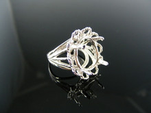 2777  STERLING SILVER RING SETTING, 14X12 MM OVAL GEMSTONE, SIZE 5.5