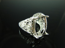 6157 STERLING SILVER RING SETTING, 16X12 MM OVAL FACETED OR CABOCHON GEMSTONE, SIZE 7.5