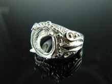 6160 Ring Setting Sterling Silver Size 7.25, 11.5x9.5 mm Oval Facet or Cab Gemstone