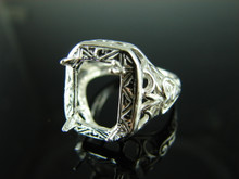 6165 STERLING SILVER RING SETTING , 11x9 MM EMERALD CUT FACETED GEMSTONE, SIZE 7.75