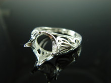 6166 Ring Setting Sterling Silver Size 8.5, 12x10 mm Oval Cut Gemstone