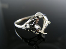 5581 STERLING SILVER RING SETTING, 9 MM ROUND CABOCHON GEMSTONE, SIZE 7.5