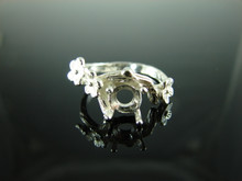 6168 STERLING SILVER RING SETTING, 7 MM ROUND FACETED GEMSTONE, SIZE 7