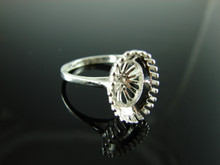 6170 STERLING SILVER RING SETTING, 14X10 MM OVAL FACETED OR CABOCHON GEMSTONE, SIZE 7.75