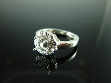 6171 Ring Setting Sterling Silver Size  7, 6 mm Round Facet or Cab Gemstone