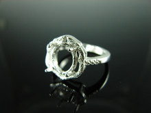 6172 STERLING SILVER RING SETTING, 10X8 MM OVAL FACETED OR CABOCHON GEMSTONE, SIZE 7.25