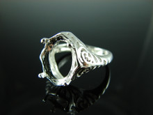 6173 STERLING SILVER RING SETTING, 14X10 MM OVAL GEMSTONE, SIZE 7.5