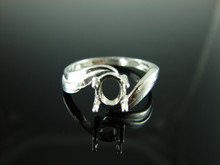 6174 STERLING SILVER RING SETTING, 8X6 MM OVAL FACETED OR CABOCHON GEMSTONE, SIZE 8
