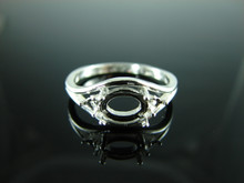 6175 STERLING SILVER RING SETTING, 1 - 8X6 MM OVAL & 2 - 2.5 MM ROUND GEMSTONE, SIZE 8.5