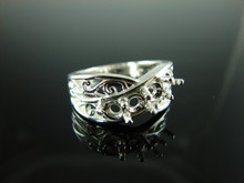 6177 Ring Setting Sterling Silver Size 6.25, (4) 4mm Round Gemstones