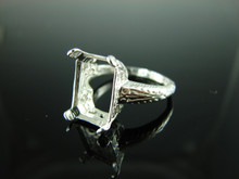 6180 Ring Setting Sterling Silver Size 8.25, 13x10 Emerald Cut Gemstone
