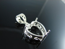 6181 Large Pendant Setting Sterling Silver, 19mm Heart Shaped Gemstone
