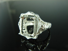 6182 STERLING SILVER RING SETTING, 12X10 MM EMERALD CUT GEMSTONE, SIZE 9.5
