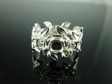 6186 Ring Setting Sterling Silver Size 7, 3 Stone (1)6mm and (2) 4mm Round Gems