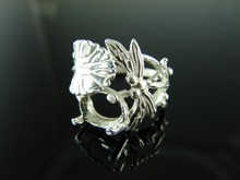 6187 STERLING SILVER RING SETTING, 11X9 MM OVAL FACETED GEMSTONE, SIZE 8.5