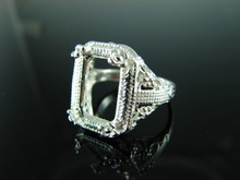 6188 Ring Setting Sterling Silver Size 8.25, 14x10mm Emerald Rectangle Gemstone