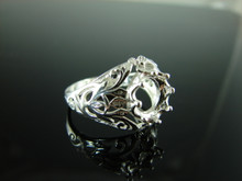 6189 STERLING SILVER RING SETTING, 8 MM ROUND FACETED GEMSTONE, SIZE 8