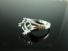 6191 STERLING SILVER RING SETTING, 9 MM ROUND FACETED GEMSTONE, SIZE 7.75