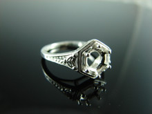 6192 Ring Setting Sterling Silver Size 7.75, 7mm Round Gemstone