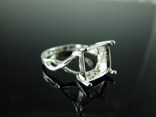 6194 STERLING SILVER RING SETTING, 11X9 MM EMERALD CUT GEMSTONE, SIZE 8