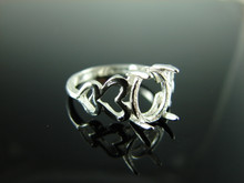 6197 STERLING SILVER RING SETTING, 10X8 MM OVAL FACETED OR CABOCHON GEMSTONE, SIZE 7.25