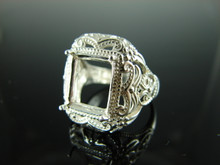6200 STERLING SILVER RING SETTING, 12X10 MM EMERALD OR RECTANGLE GEMSTONE, SIZE6.75