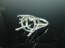 6201 STERLING SILVER RING SETTING, 15 MM ROUND FACETED GEMSTONE, SIZE 7.25