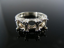 3125 RING SETTING STERLING SILVER, SIZE 6.5, 3 STONE 7 MM ROUND FACETED