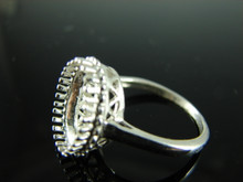 6203 STERLING SILVER RING SETTING, 12X10 MM OVAL FACETED GEMSTONE, SIZE 8.5